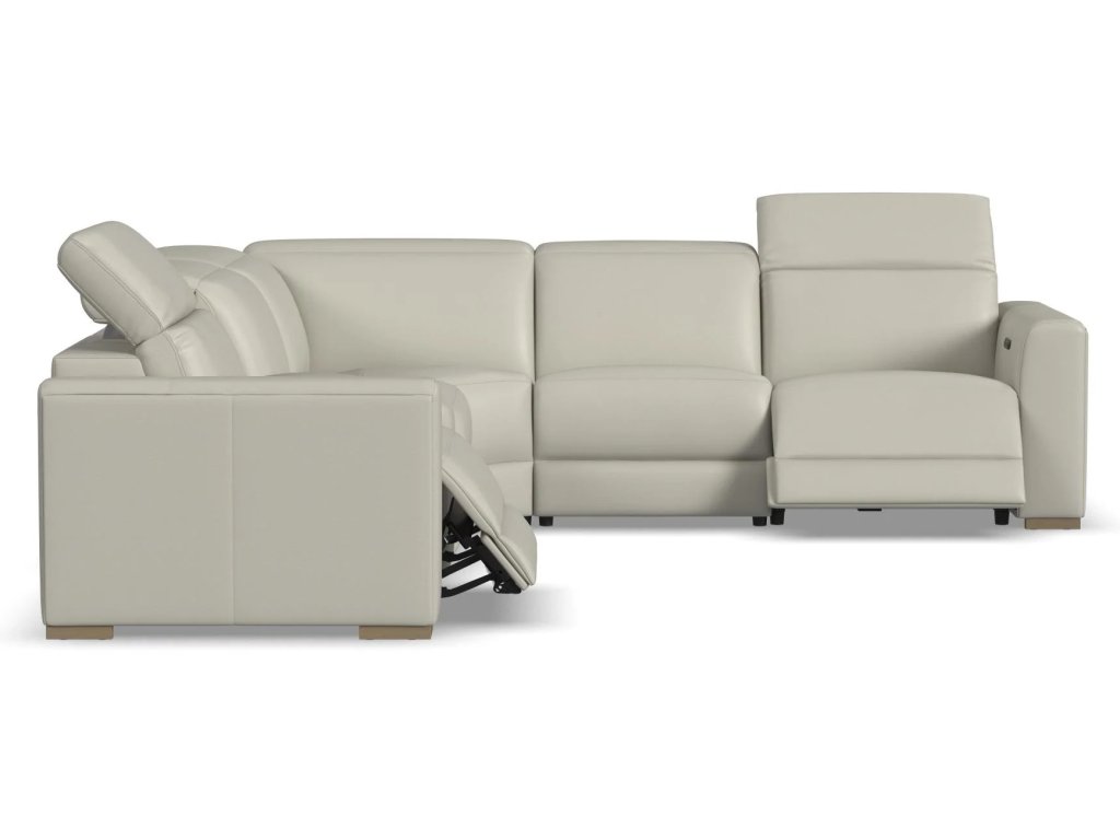 Aurora Coconut Milk Leather Power Reclining Sectional with Power Headrests - image 9