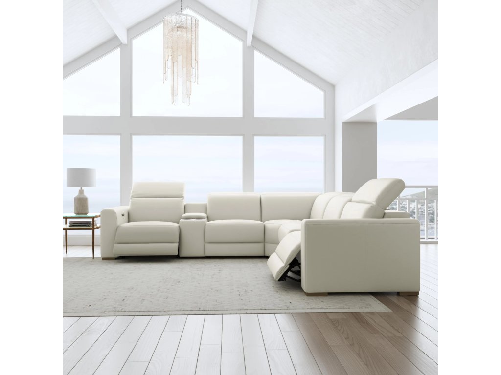 Aurora Coconut Milk Leather Power Reclining Sectional with Power Headrests - image 1