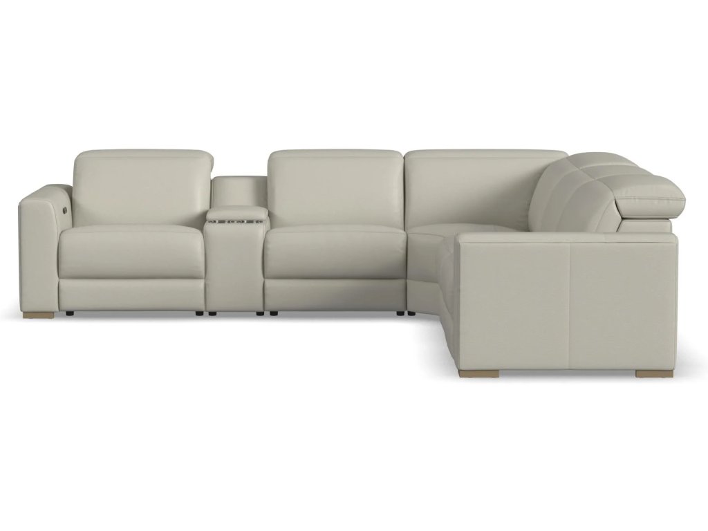 Aurora Coconut Milk Leather Power Reclining Sectional with Power Headrests - image 2