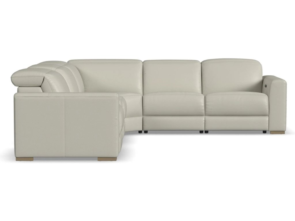 Aurora Coconut Milk Leather Power Reclining Sectional with Power Headrests - image 3