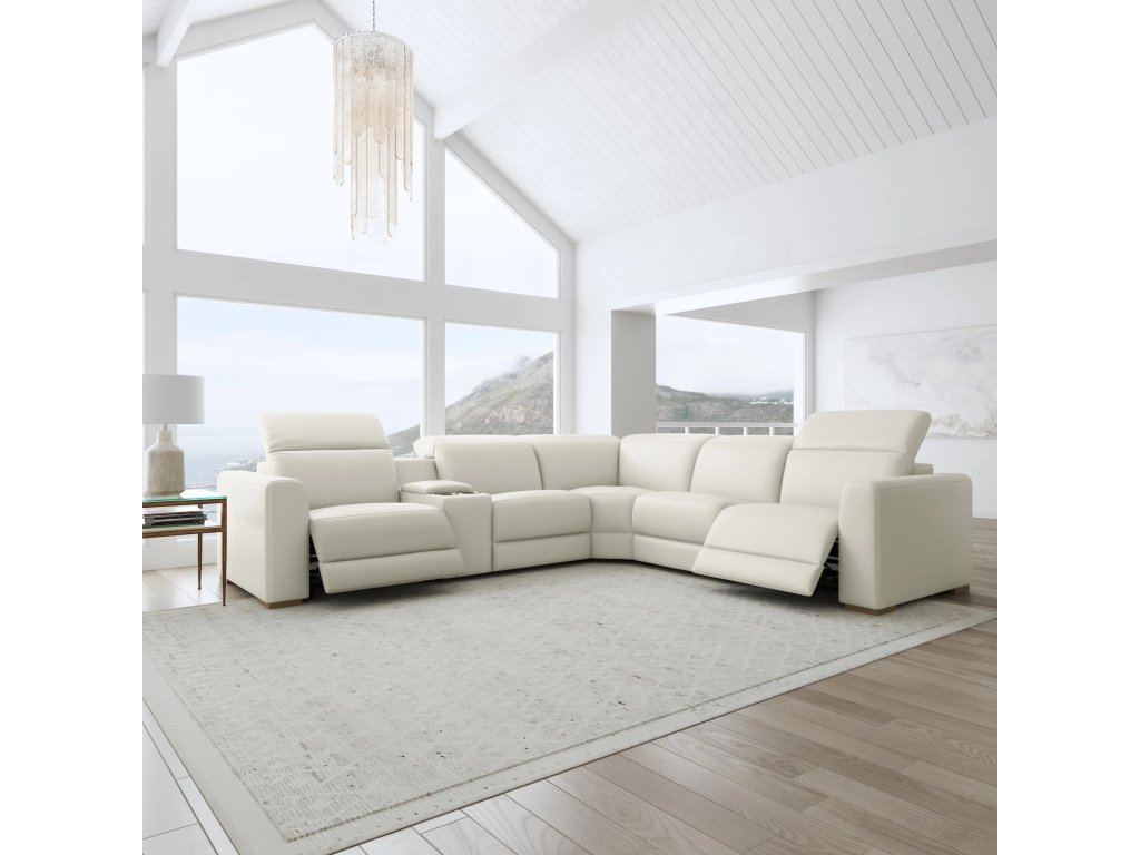 Aurora Coconut Milk Leather Power Reclining Sectional with Power Headrests - image 5