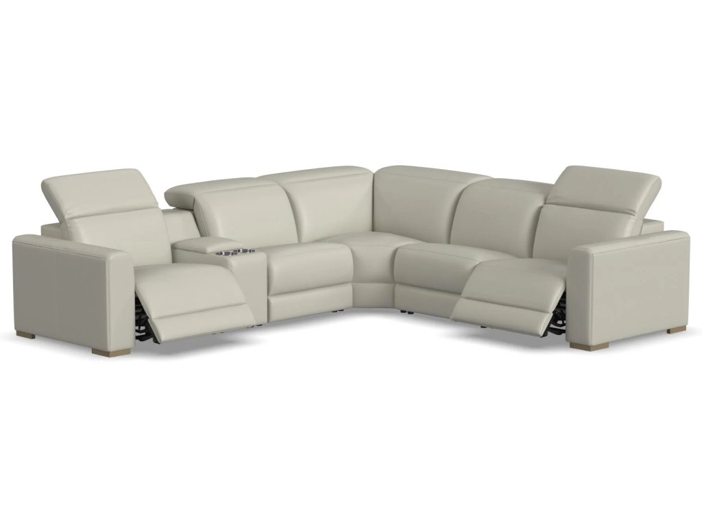 Aurora Coconut Milk Leather Power Reclining Sectional with Power Headrests - image 6