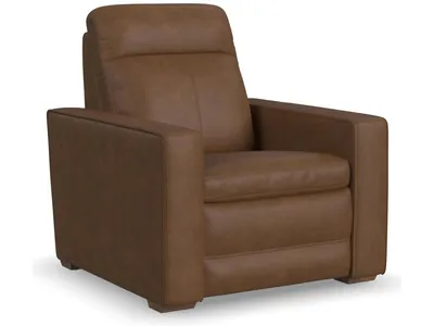 Dutch Brown Leather Power Recliner with Power Headrest & Lumbar