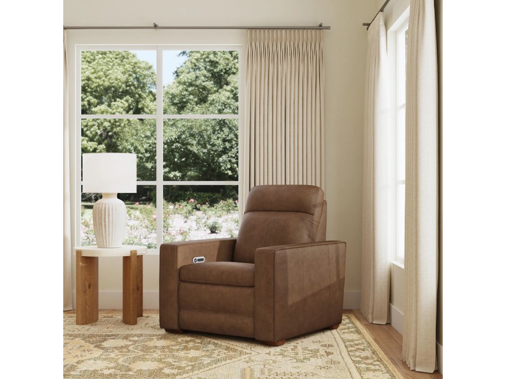 Dutch Brown Leather Power Recliner with Power Headrest & Lumbar - image 1