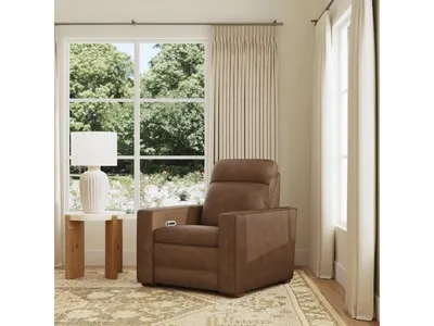 Dutch Brown Leather Power Recliner with Power Headrest & Lumbar