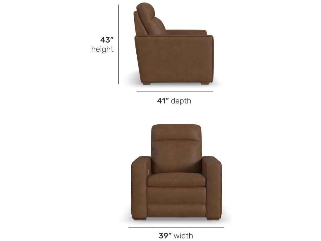 Dutch Brown Leather Power Recliner with Power Headrest & Lumbar - image 4