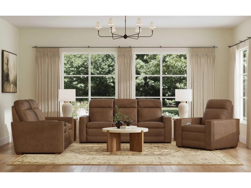 Dutch Brown Leather Power Recliner with Power Headrest & Lumbar - image 5