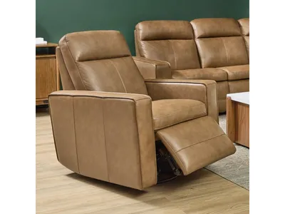 Dutch Leather Power Swivel Gliding Recliner with Power Headrest, Lumbar, Heat & Massage