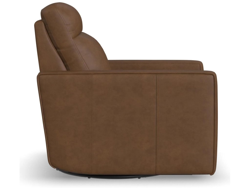 Dutch Leather Power Swivel Gliding Recliner with Power Headrest, Lumbar, Heat & Massage - image 3