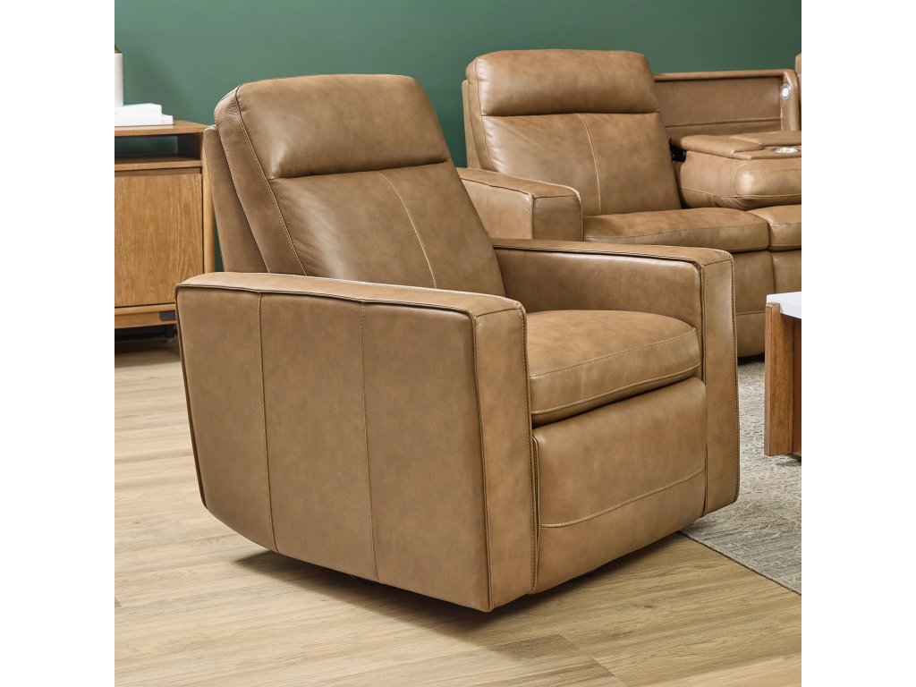 Dutch Leather Power Swivel Gliding Recliner with Power Headrest, Lumbar, Heat & Massage - image 5