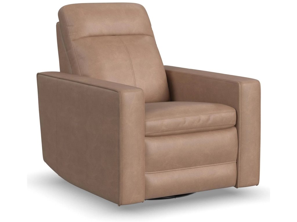 Dutch Leather Power Swivel Gliding Recliner with Power Headrest, Lumbar, Heat & Massage - main image