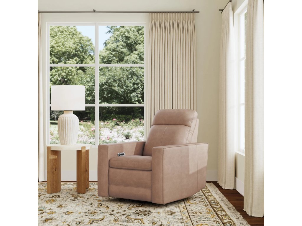 Dutch Leather Power Swivel Gliding Recliner with Power Headrest, Lumbar, Heat & Massage - image 1