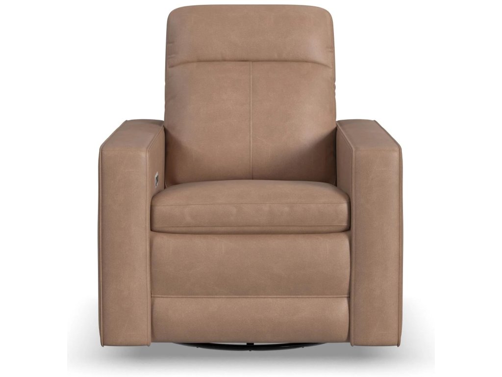 Dutch Leather Power Swivel Gliding Recliner with Power Headrest, Lumbar, Heat & Massage - image 2