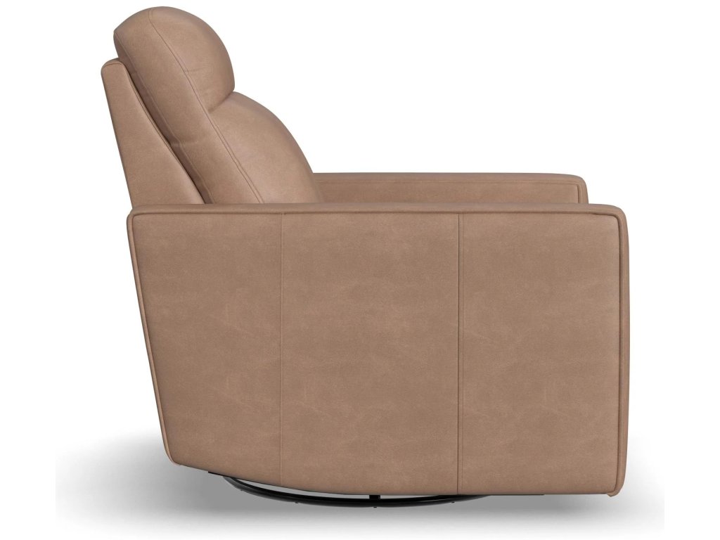 Dutch Leather Power Swivel Gliding Recliner with Power Headrest, Lumbar, Heat & Massage - image 3