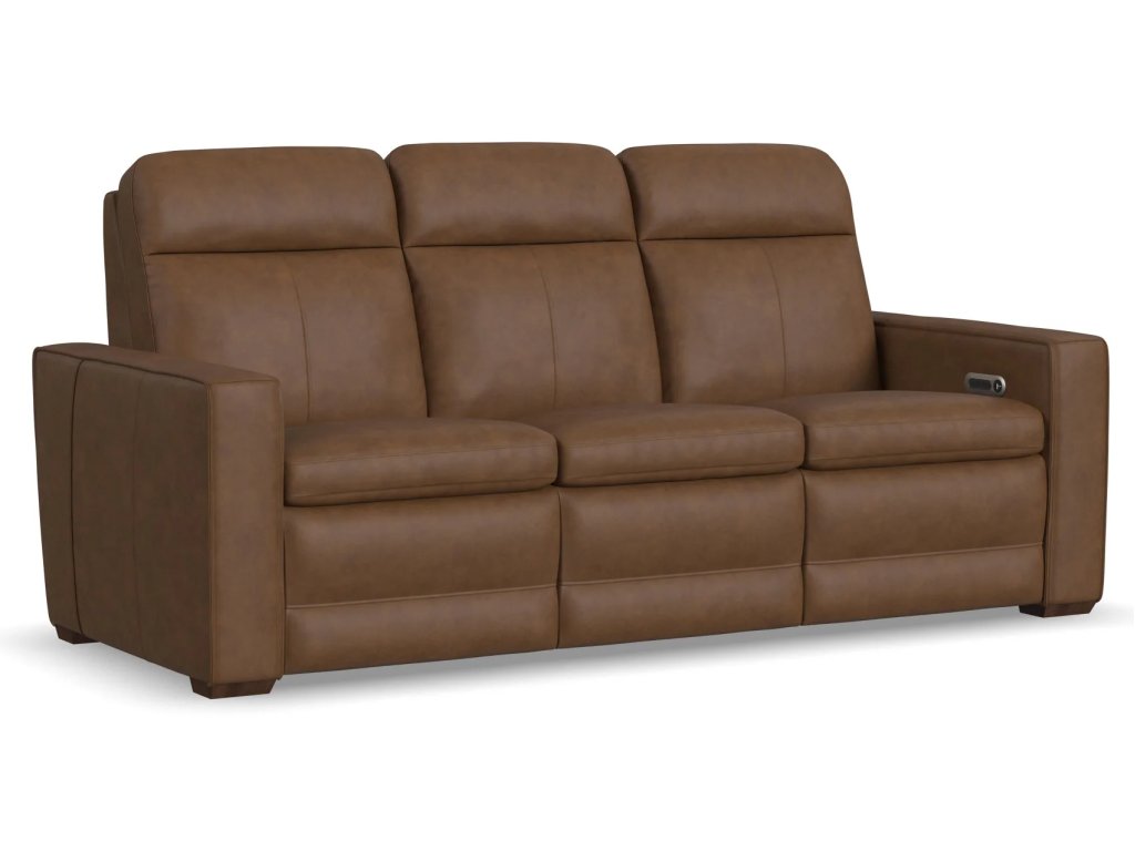 Dutch Leather Power Reclining Sofa with Console, Power Headrest, & Lumbar - main image