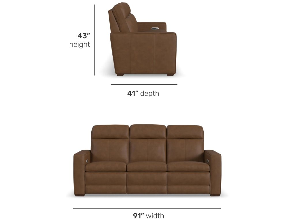 Dutch Leather Power Reclining Sofa with Console, Power Headrest, & Lumbar - image 4