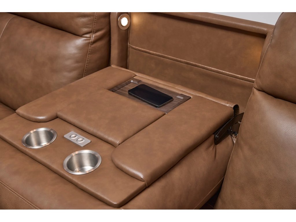 Dutch Leather Power Reclining Sofa with Console, Power Headrest, & Lumbar - image 5