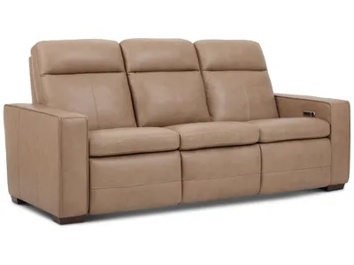 Dutch Leather Power Reclining Sofa with Console, Power Headrest, & Lumbar