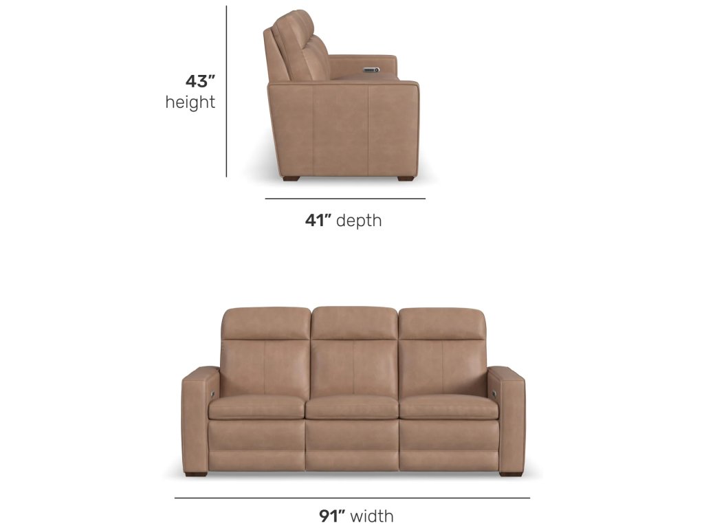 Dutch Leather Power Reclining Sofa with Console, Power Headrest, & Lumbar - image 4