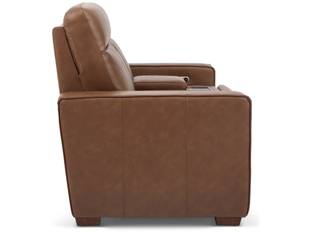 Dutch Leather Power Reclining Loveseat with Console, Power Headrest & Lumbar - image 3
