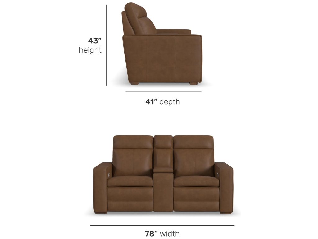 Dutch Leather Power Reclining Loveseat with Console, Power Headrest & Lumbar - image 4