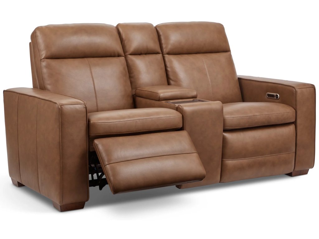 Dutch Leather Power Reclining Loveseat with Console, Power Headrest & Lumbar - image 5
