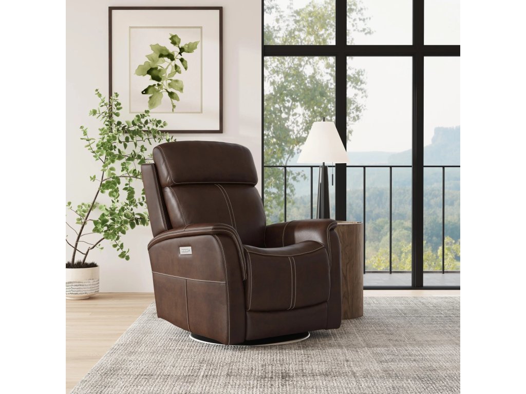 View Leather Power Swivel Recliner with Power Headrest - image 1