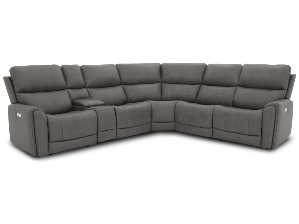 Carter Smoke Fabric Power Reclining Sectional with Power Headrests & Lumbar - main image