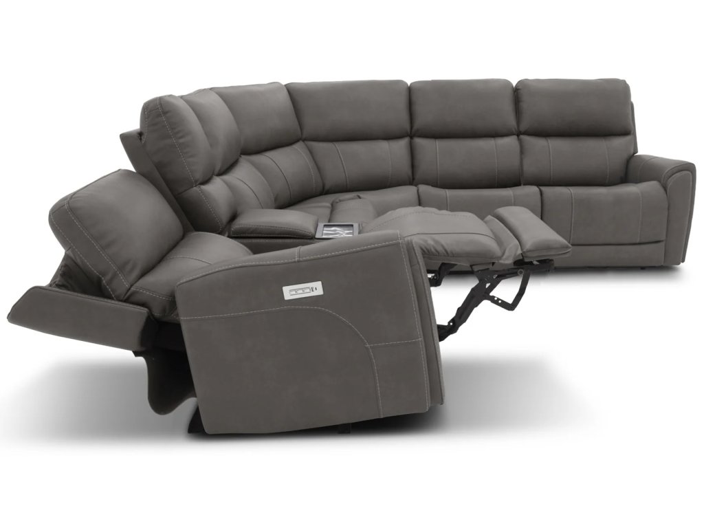 Carter Smoke Fabric Power Reclining Sectional with Power Headrests & Lumbar - image 9