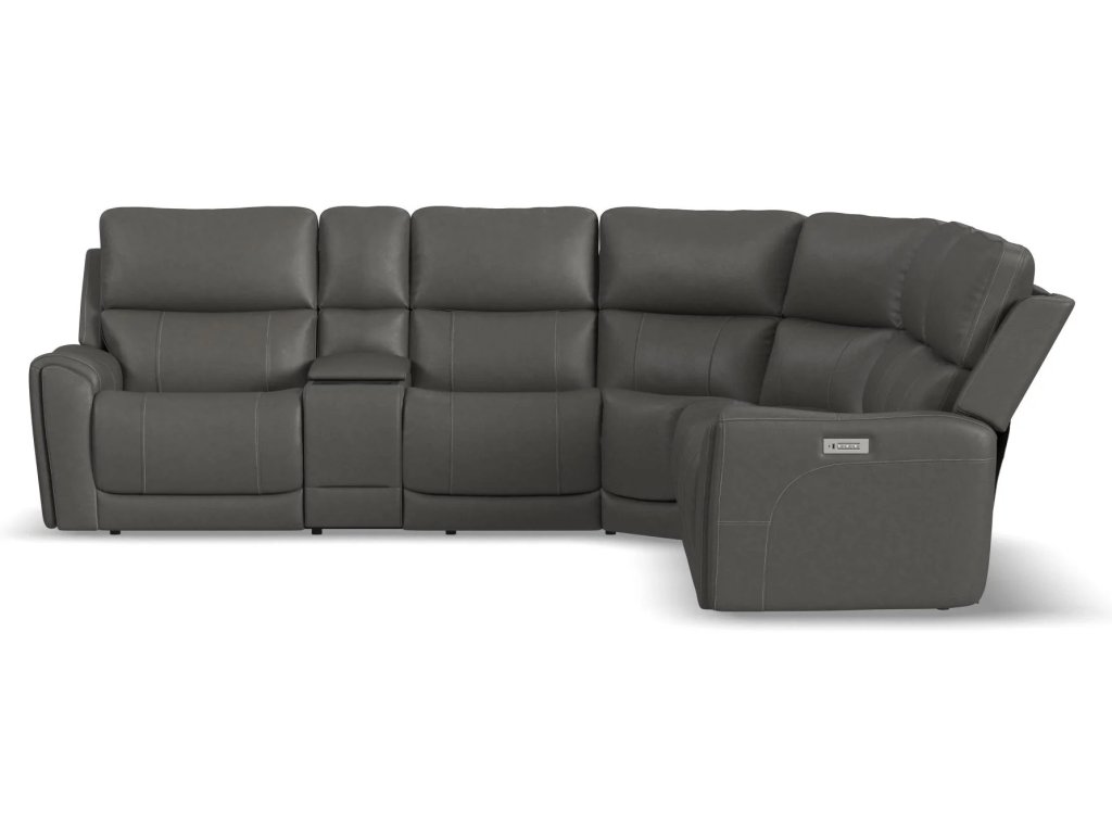 Carter Smoke Fabric Power Reclining Sectional with Power Headrests & Lumbar - image 2