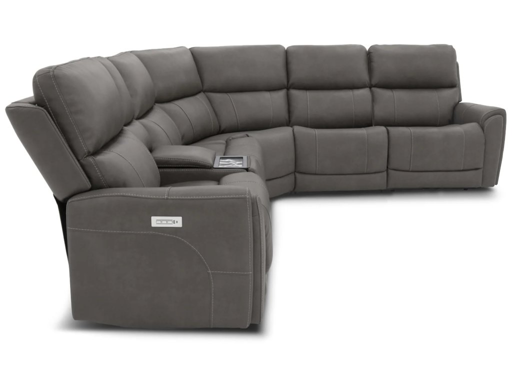 Carter Smoke Fabric Power Reclining Sectional with Power Headrests & Lumbar - image 3