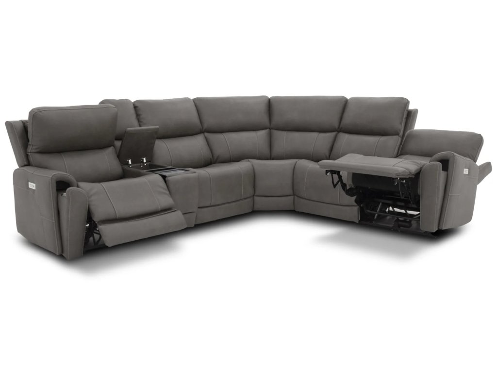 Carter Smoke Fabric Power Reclining Sectional with Power Headrests & Lumbar - image 4