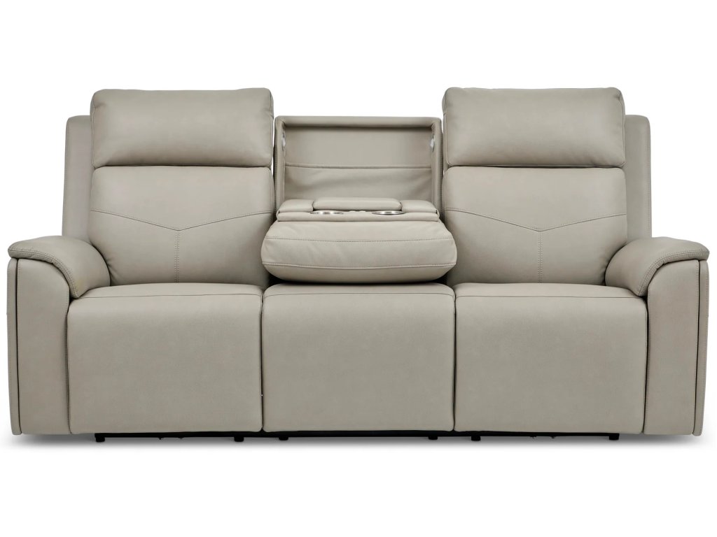 Vernon Vinyl Power Reclining Sofa with Console, Power Headrest, Lumbar, Heat & Massage - image 4