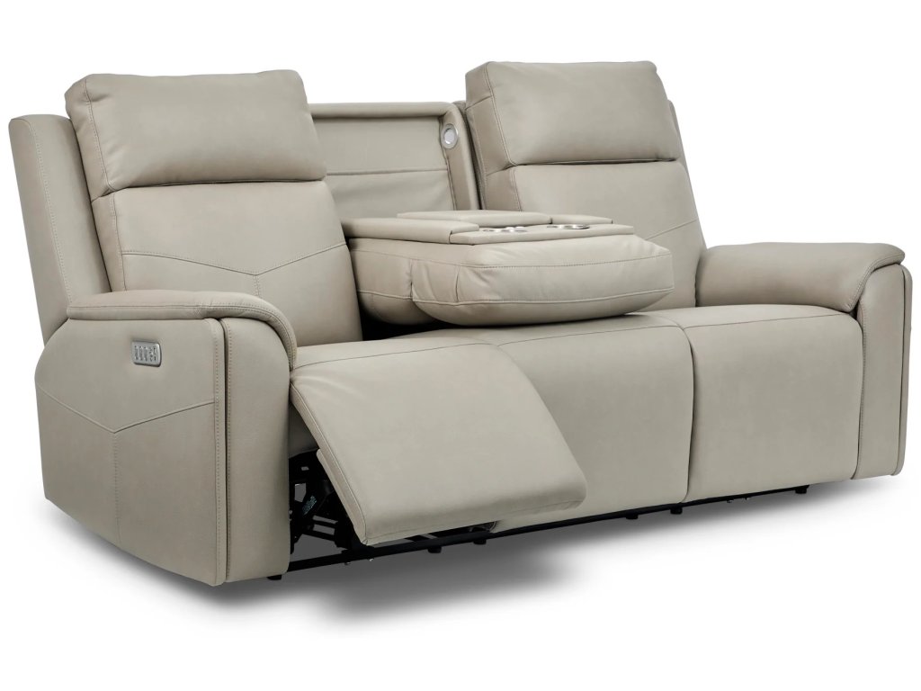 Vernon Vinyl Power Reclining Sofa with Console, Power Headrest, Lumbar, Heat & Massage - image 5