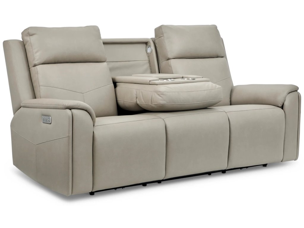 Vernon Vinyl Power Reclining Sofa with Console, Power Headrest, Lumbar, Heat & Massage - image 6