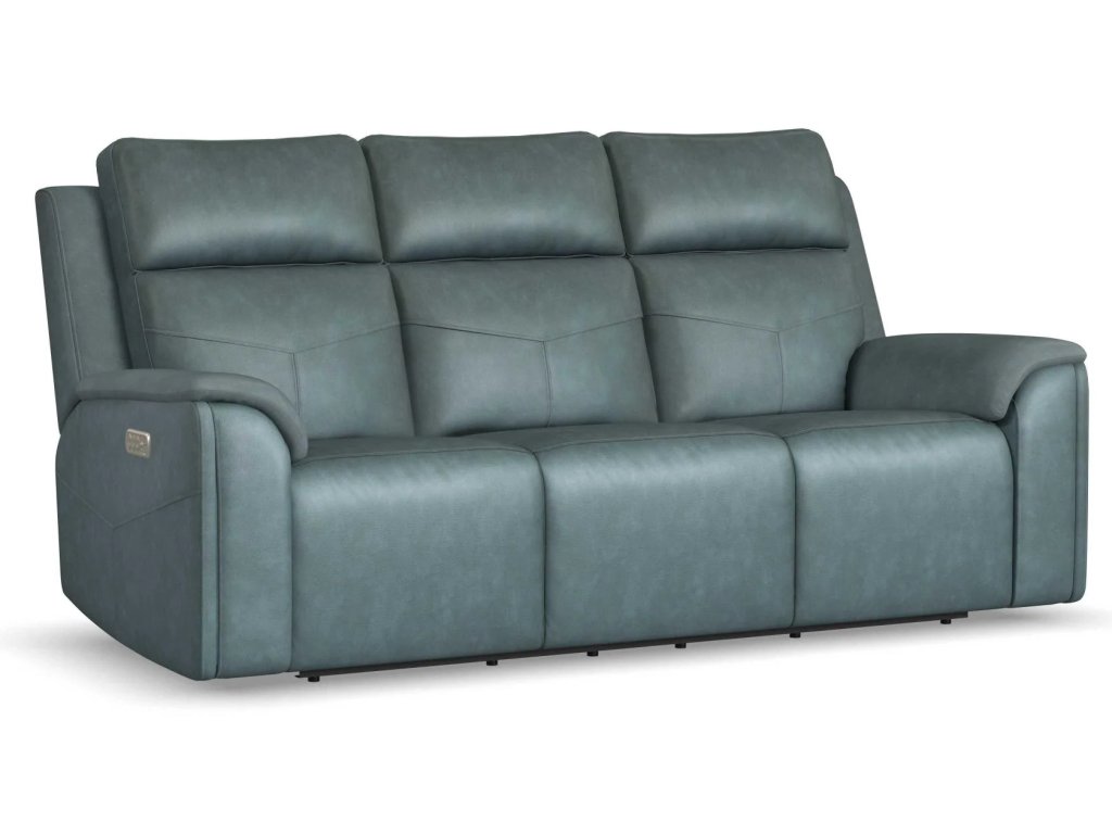 Vernon Vinyl Power Reclining Sofa with Console, Power Headrest, Lumbar, Heat & Massage - main image