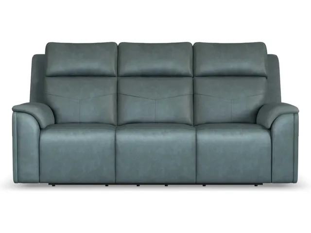 Vernon Vinyl Power Reclining Sofa with Console, Power Headrest, Lumbar, Heat & Massage