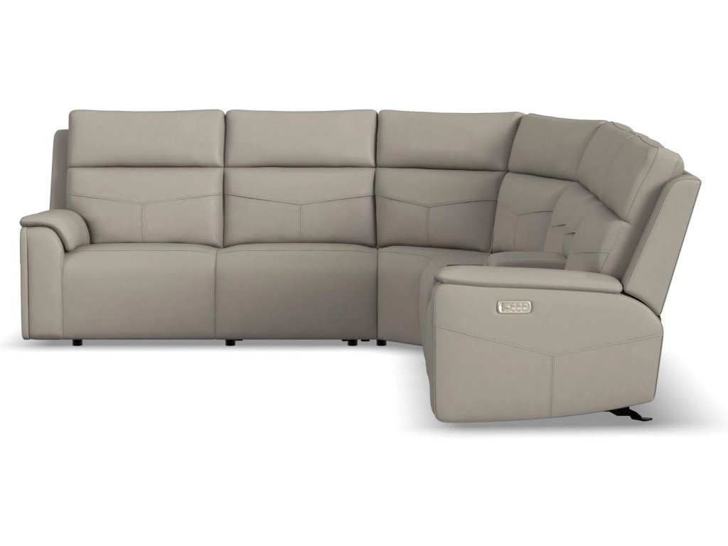Vernon Dove Grey Fabric Power Reclining Sectional with Power Headrest, Lumbar, Heat, & Massage - image 2
