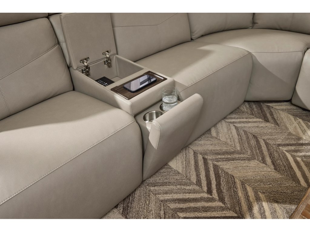 Vernon Dove Grey Fabric Power Reclining Sectional with Power Headrest, Lumbar, Heat, & Massage - image 5