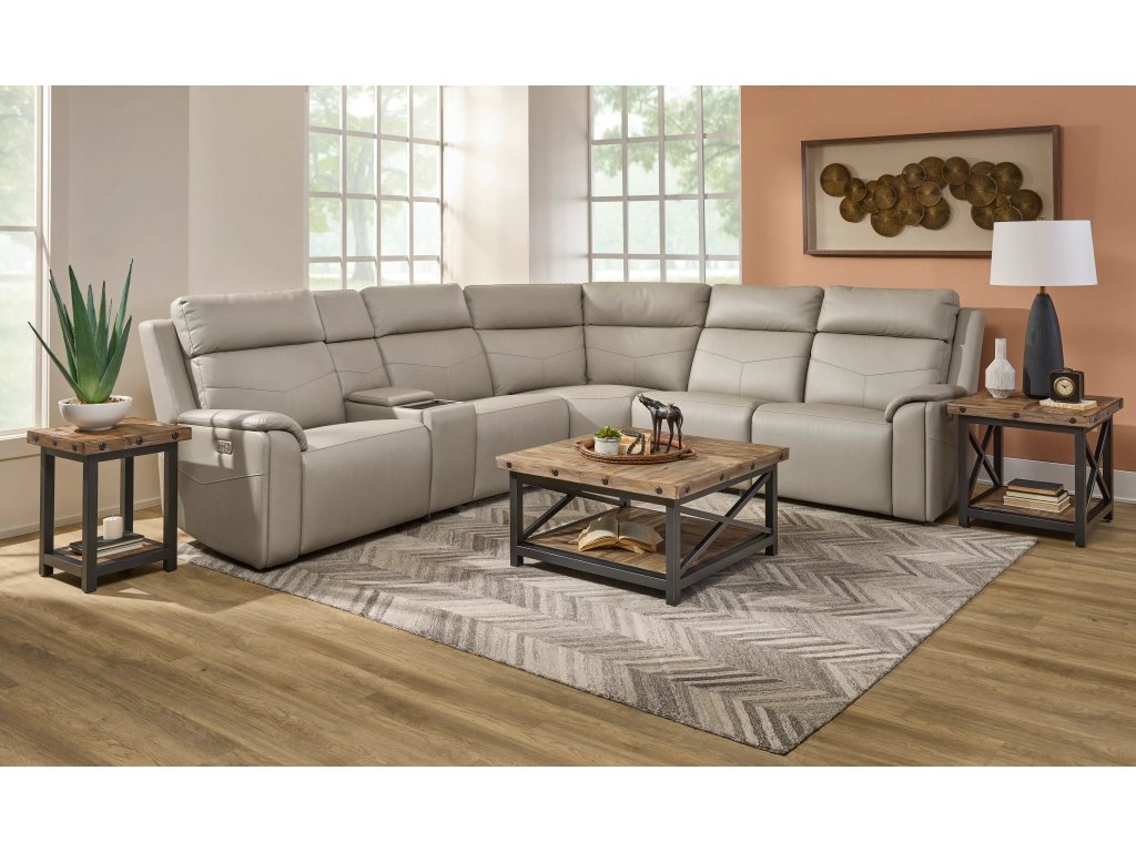 Vernon Dove Grey Fabric Power Reclining Sectional with Power Headrest, Lumbar, Heat, & Massage - image 7