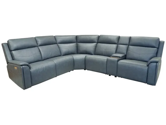 Vernon Admiral Fabric Power Reclining Sectional with Power Headrest, Lumbar, Heat, & Massage