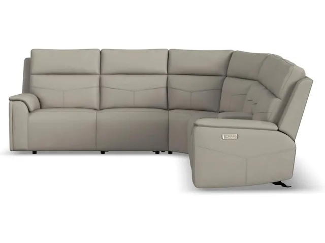 Vernon Dove Grey Fabric Power Reclining Sectional with Power Headrest, Lumbar, Heat, & Massage - Alternative View