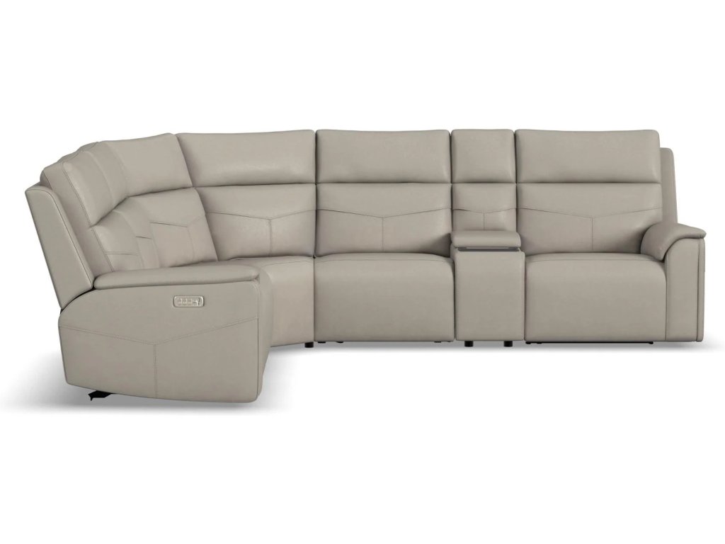 Vernon Dove Grey Fabric Power Reclining Sectional with Power Headrest, Lumbar, Heat, & Massage - image 2