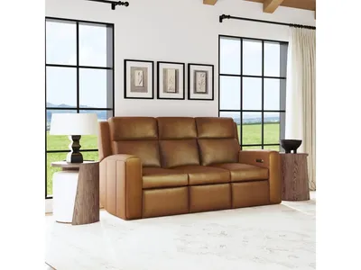 Wyatt Leather Power Reclining Sofa with Power Headrests & Lumbar