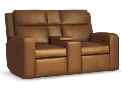 Wyatt Leather Power Reclining Loveseat with Console & Power Headrests & Lumbar