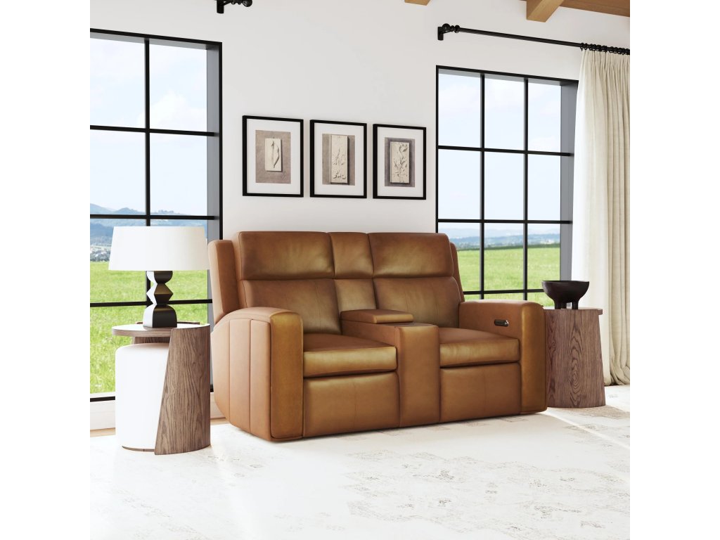 Wyatt Leather Power Reclining Loveseat with Console & Power Headrests & Lumbar - image 1