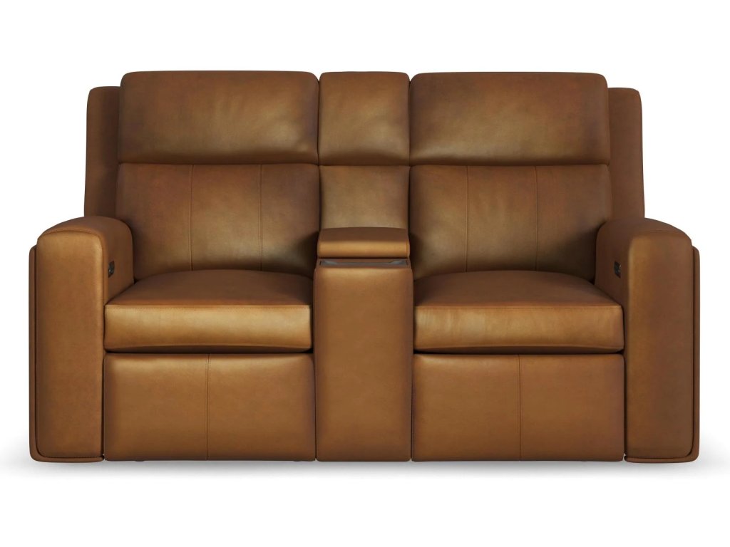 Wyatt Leather Power Reclining Loveseat with Console & Power Headrests & Lumbar - image 2