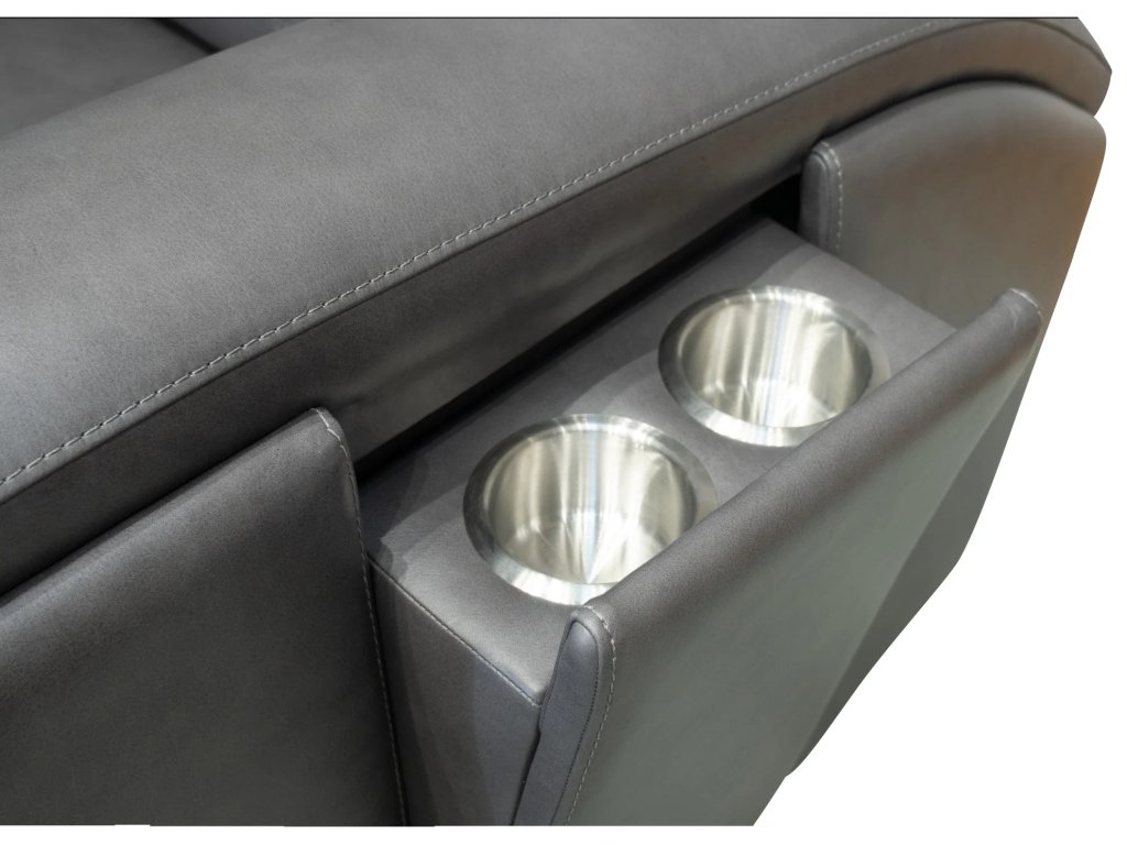 Wyatt Gunmetal Leather Power Reclining Sectional with Power Headrest & Lumbar - image 6