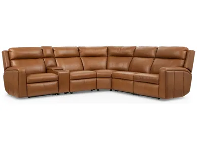 Wyatt Canyon Leather Power Reclining Sectional with Power Headrest & Lumbar