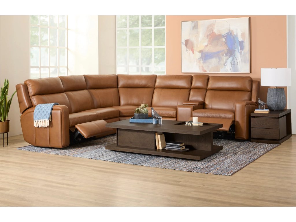Wyatt Canyon Leather Power Reclining Sectional with Power Headrest & Lumbar - image 1